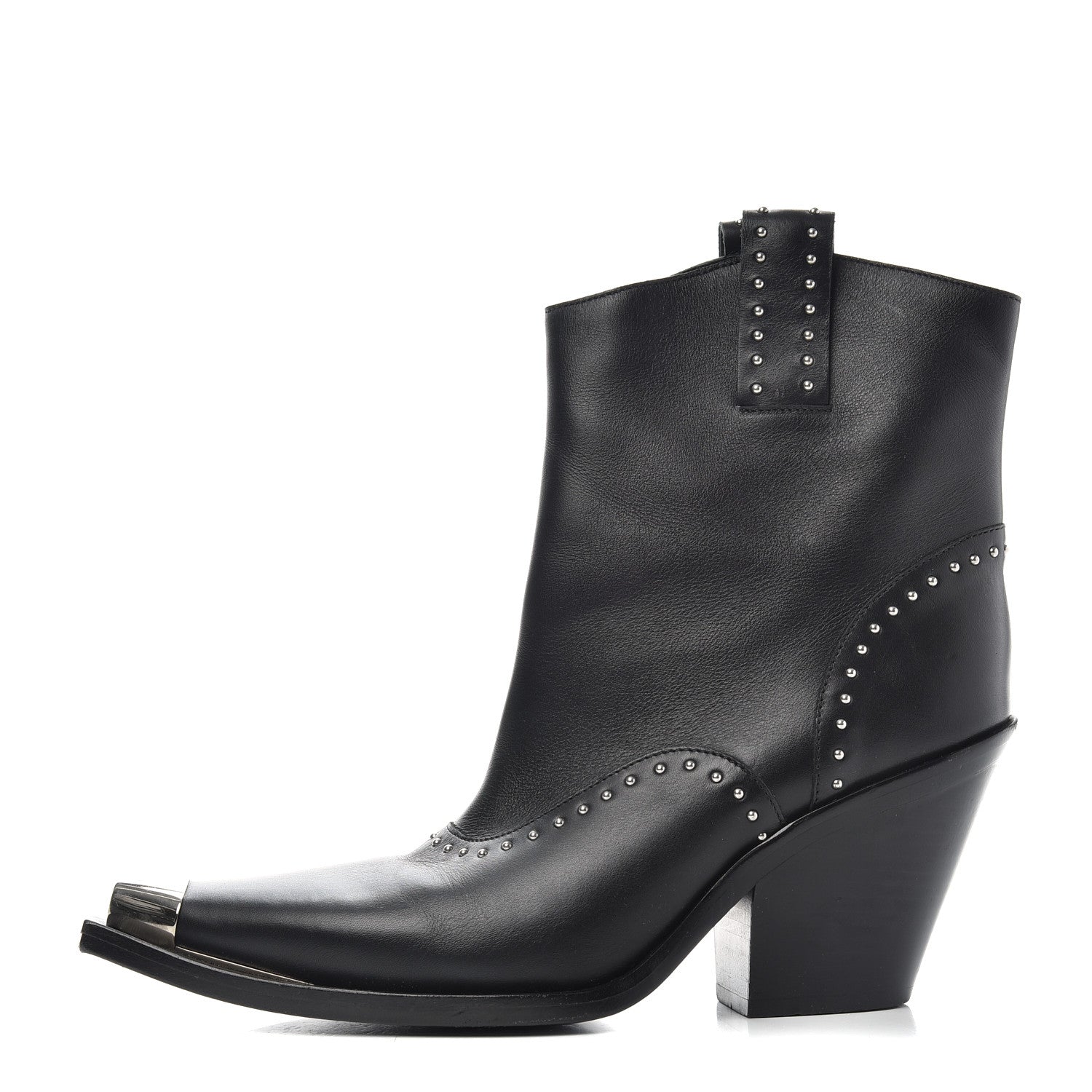 Givenchy Smooth Calfskin Studded Western Cap Toe Ankle Boots 38.5 Black 1 of 9