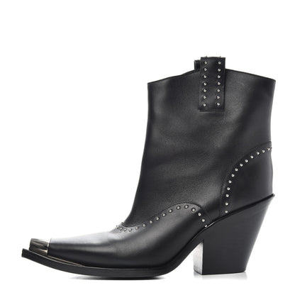Givenchy Smooth Calfskin Studded Western Cap Toe Ankle Boots 38.5 Black 1 of 9