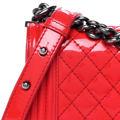 Chanel Patent Calfskin Enamel Quilted Medium Boy Flap Dark Pink 14 of 20