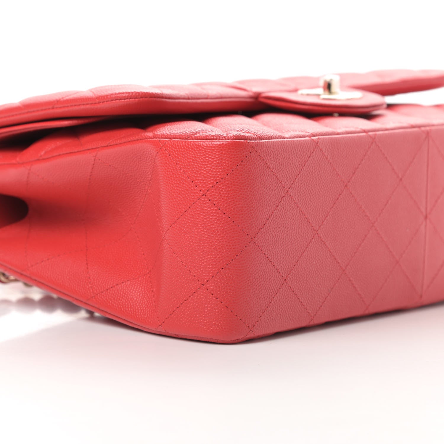 Chanel Caviar Quilted Jumbo Double Flap Red 9 of 12
