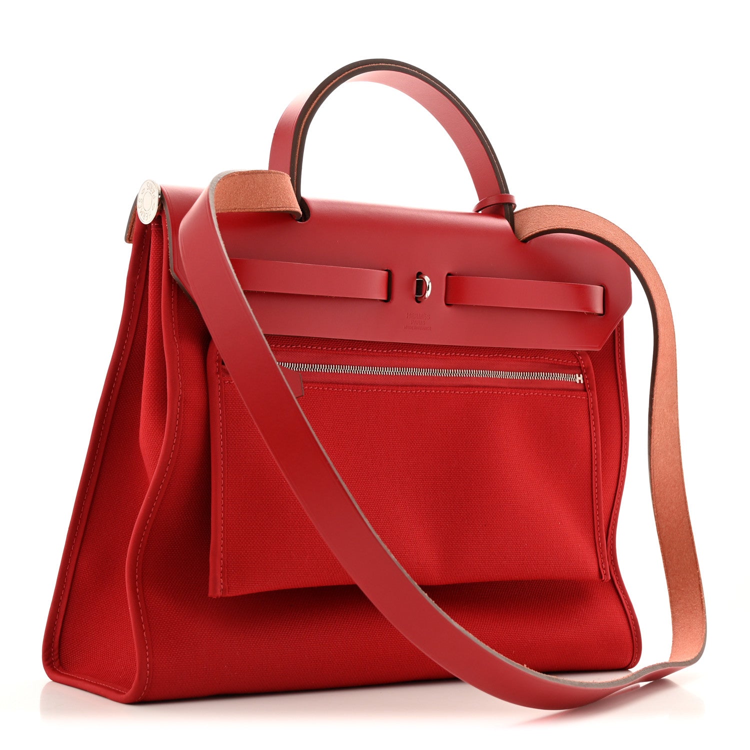 Hermes Military Toile Vache Hunter Herbag Zip PM 31 Rouge Piment 4 of 15