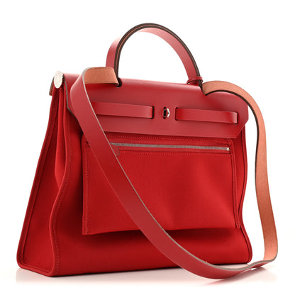 Hermes Military Toile Vache Hunter Herbag Zip PM 31 Rouge Piment 4 of 15