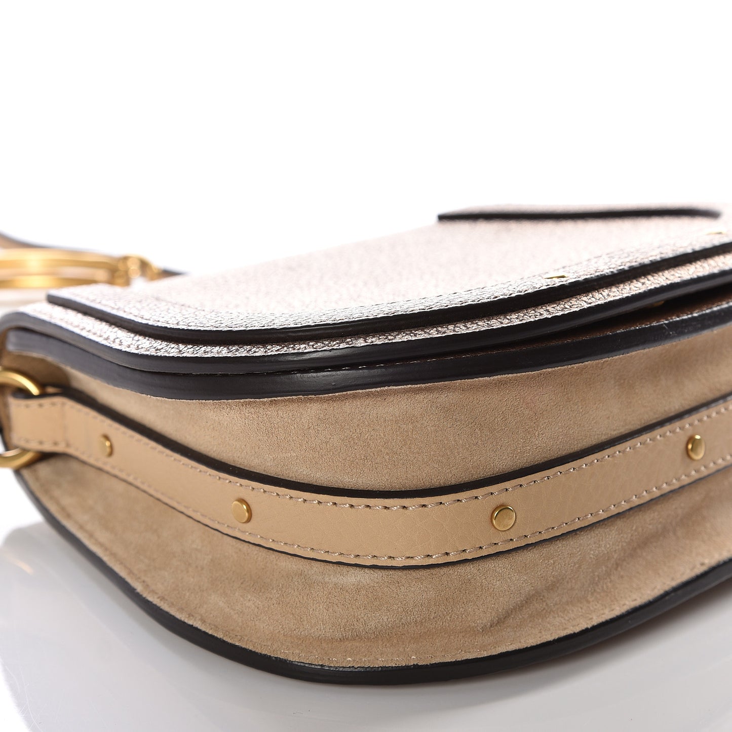 Metallic Calfskin Small Nile Bracelet Bag Gold