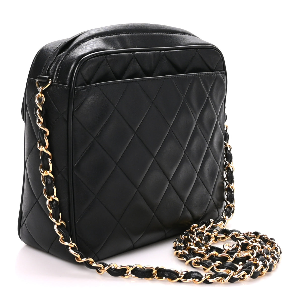 Lambskin Quilted Camera Case Black