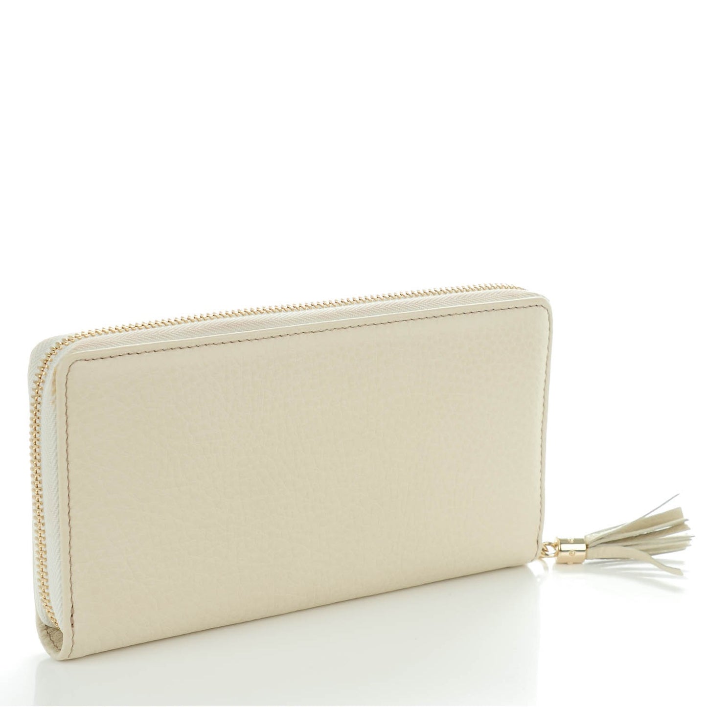 Pebbled Calfskin Soho Zip Around Wallet Off White