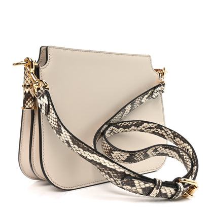 Fendi Vitello King Snakeskin Embossed Luxor Fendi Touch Shoulder Bag Camelia Daisy Roccia 3 of 10