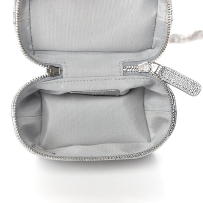Chanel Metallic Caviar Quilted Mini Top Handle Vanity With Chain Silver 5 of 11