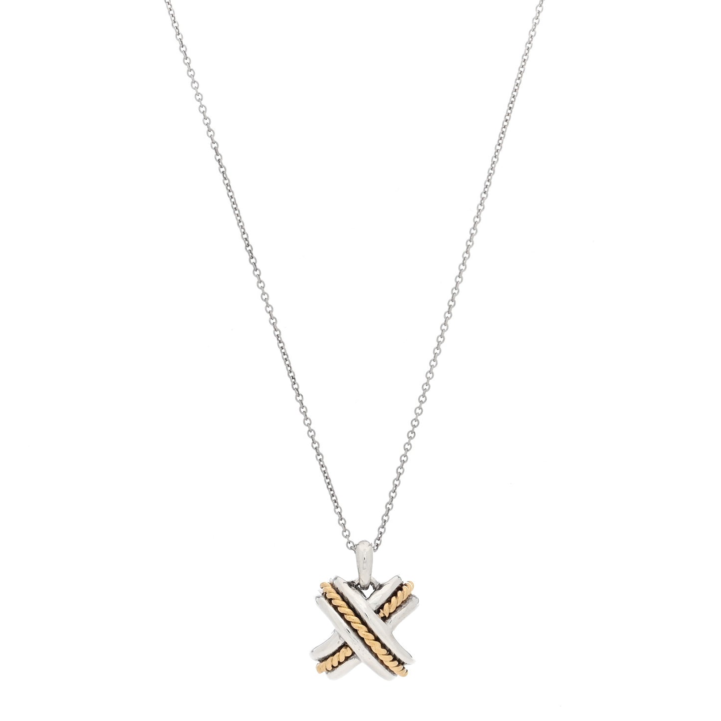 Sterling Silver 18K Yellow Gold Signature X Pendant Necklace