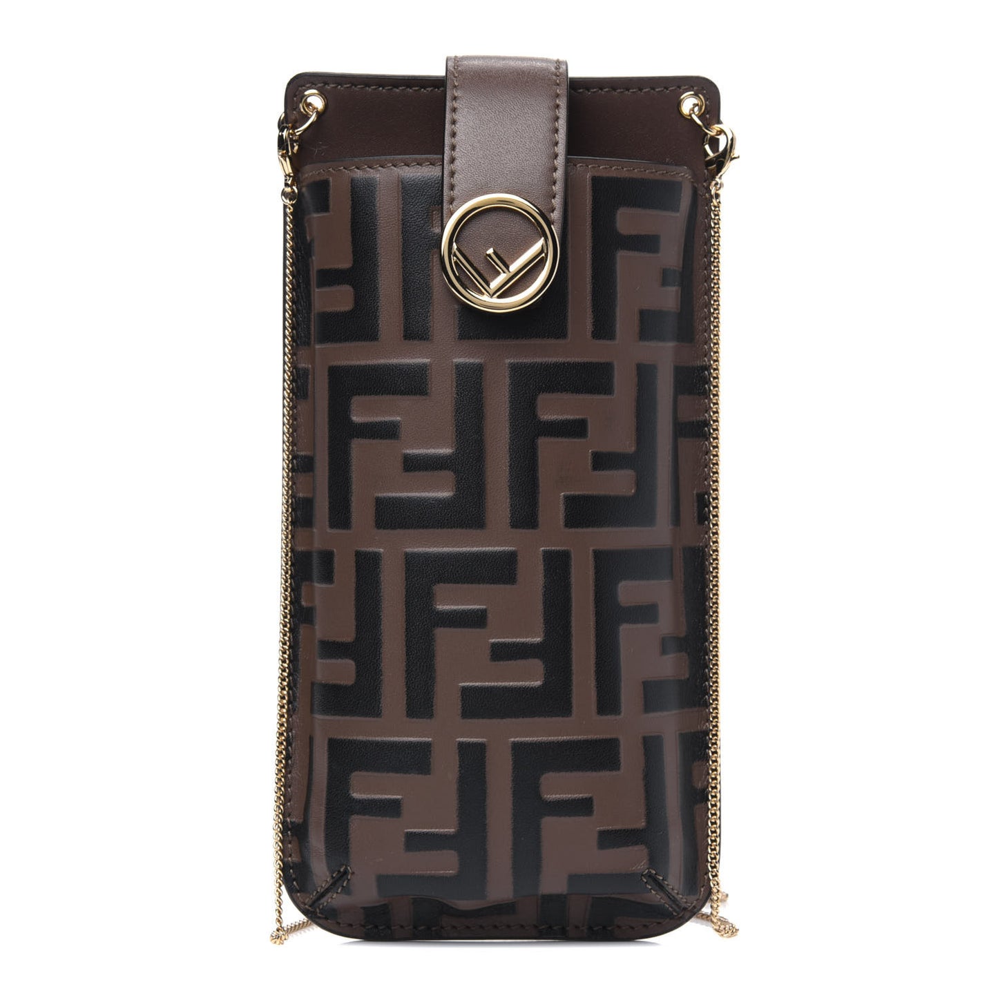 Vitello Soft F is Fendi Bi-Color FF 1974 Embossed Phone Pouch Maya Black