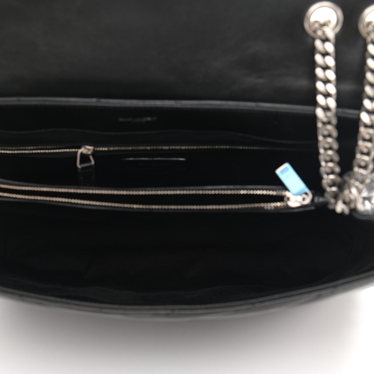 Calfskin Y Quilted Monogram Large Loulou Chain Satchel Black