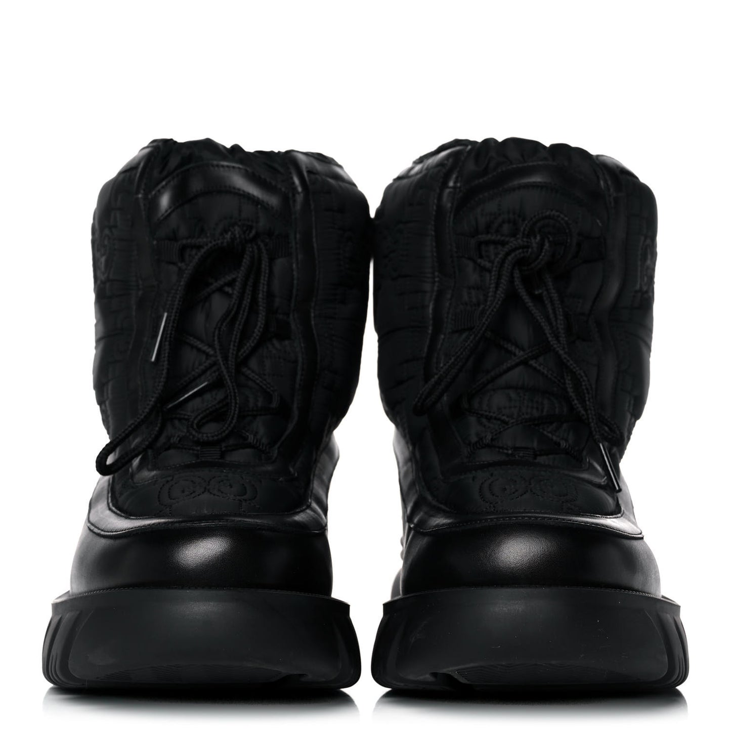 Nylon Calfskin GG Matelasse Mens Lace Up Platform Ankle Boots 10.5 Black
