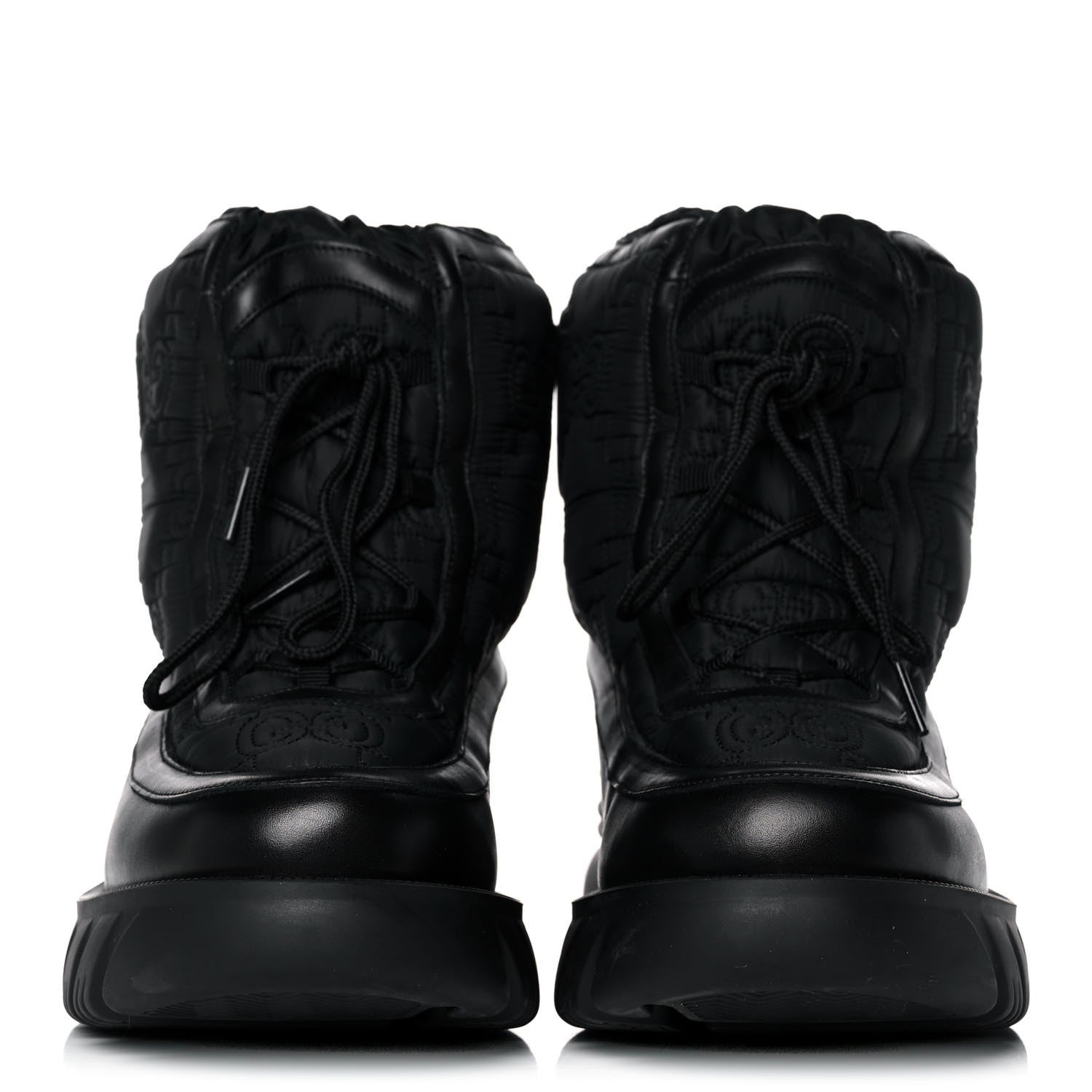 Gucci Nylon Calfskin GG Matelasse Mens Lace Up Platform Ankle Boots 10.5 Black 2 of 9