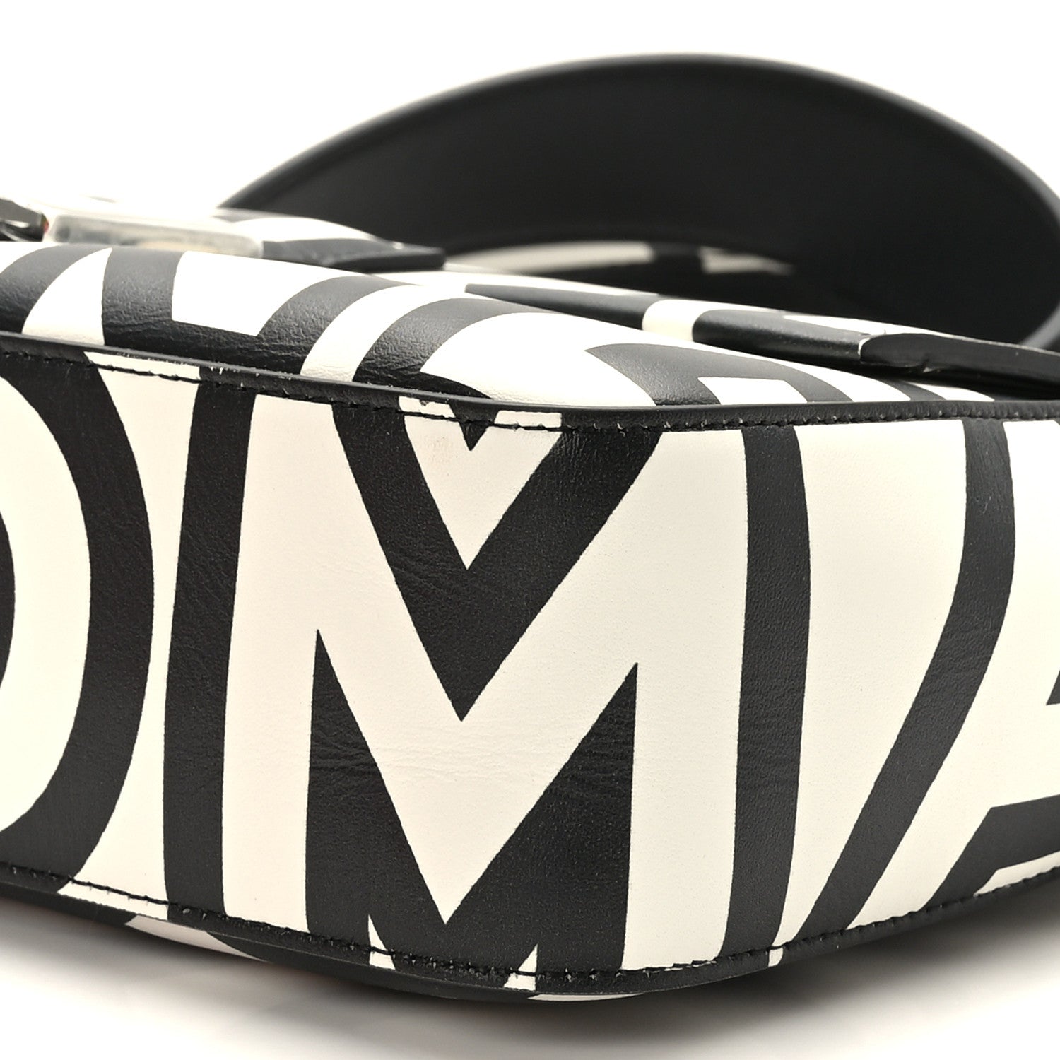 Fendi X MARC JACOBS Vitello Seta Logo Print Baguette White Black 8 of 8