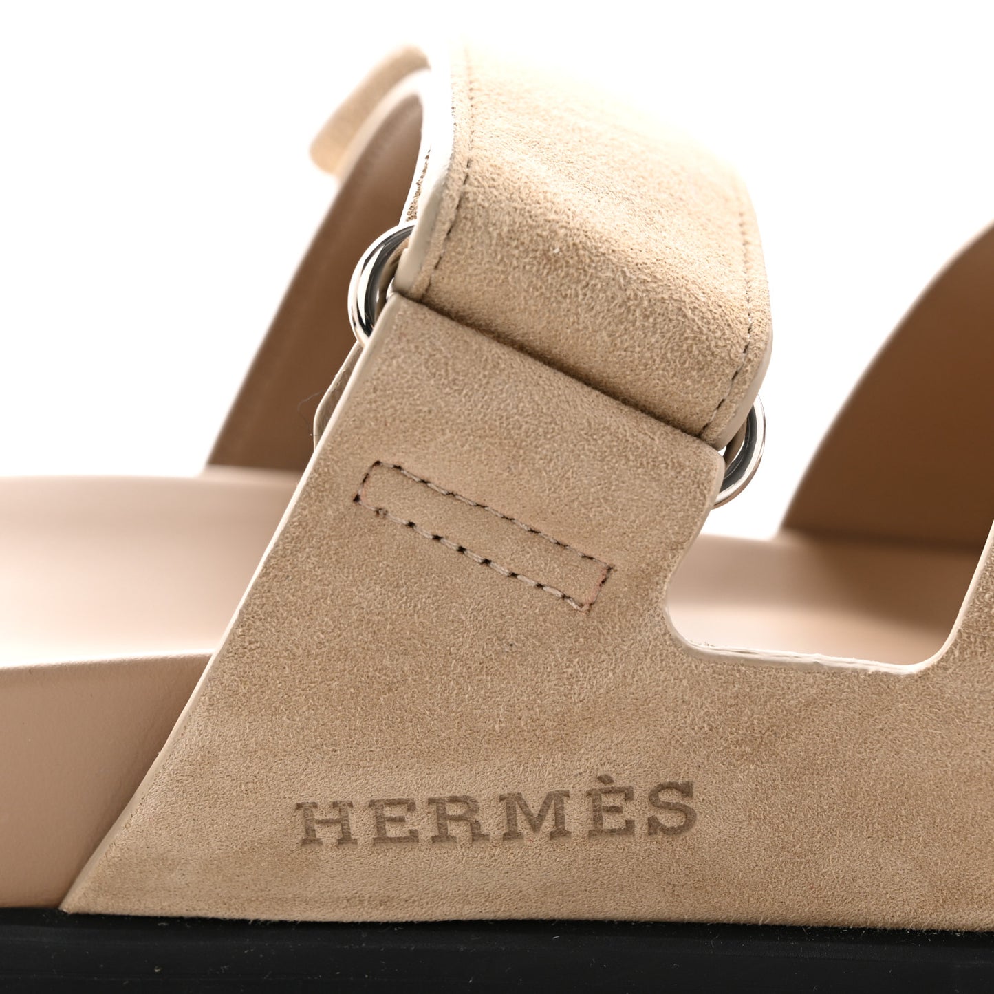 Suede Goatskin Womens Chypre Sandals 41 Beige Argile