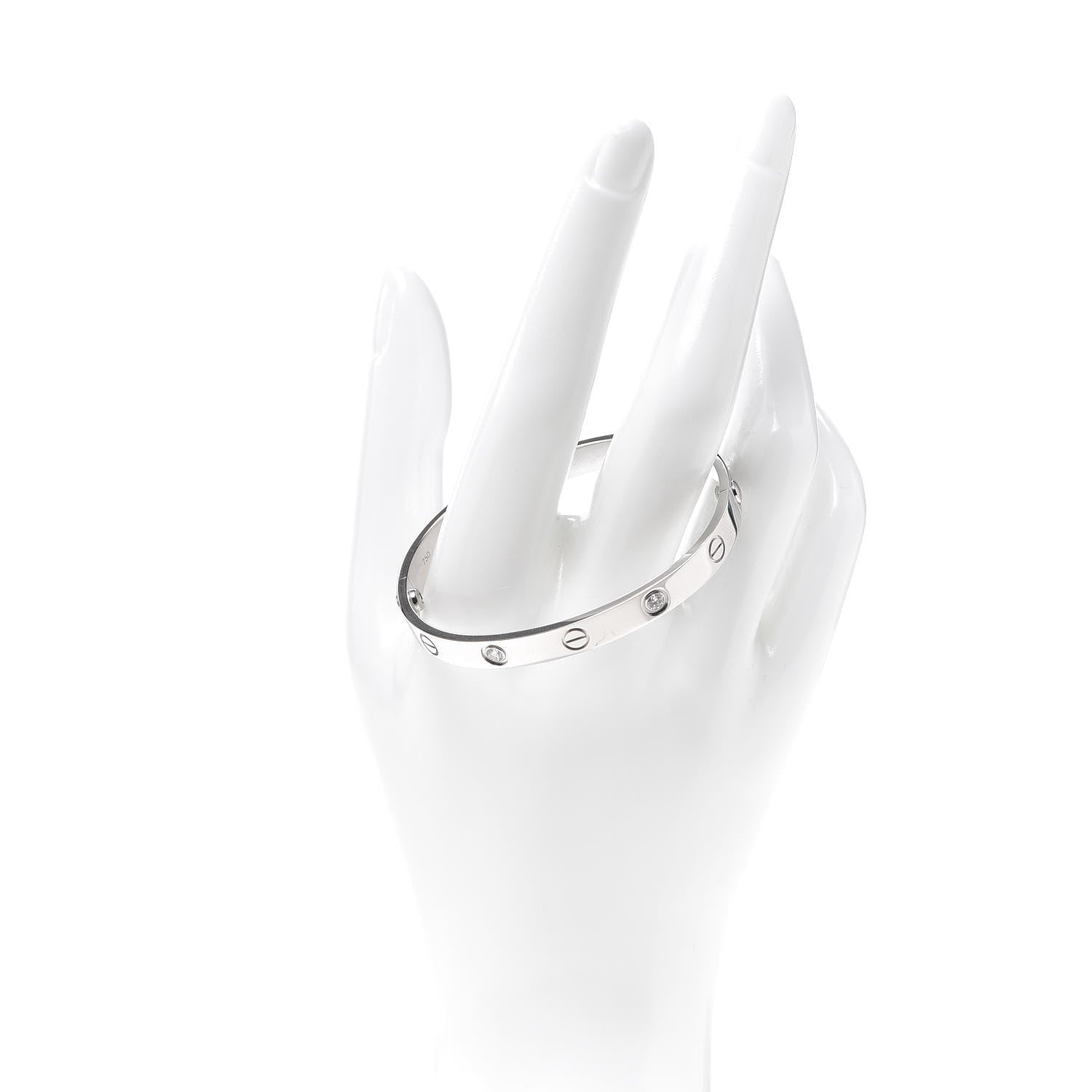 Cartier 18K White Gold 4 Diamond LOVE Bracelet 16 2 of 6