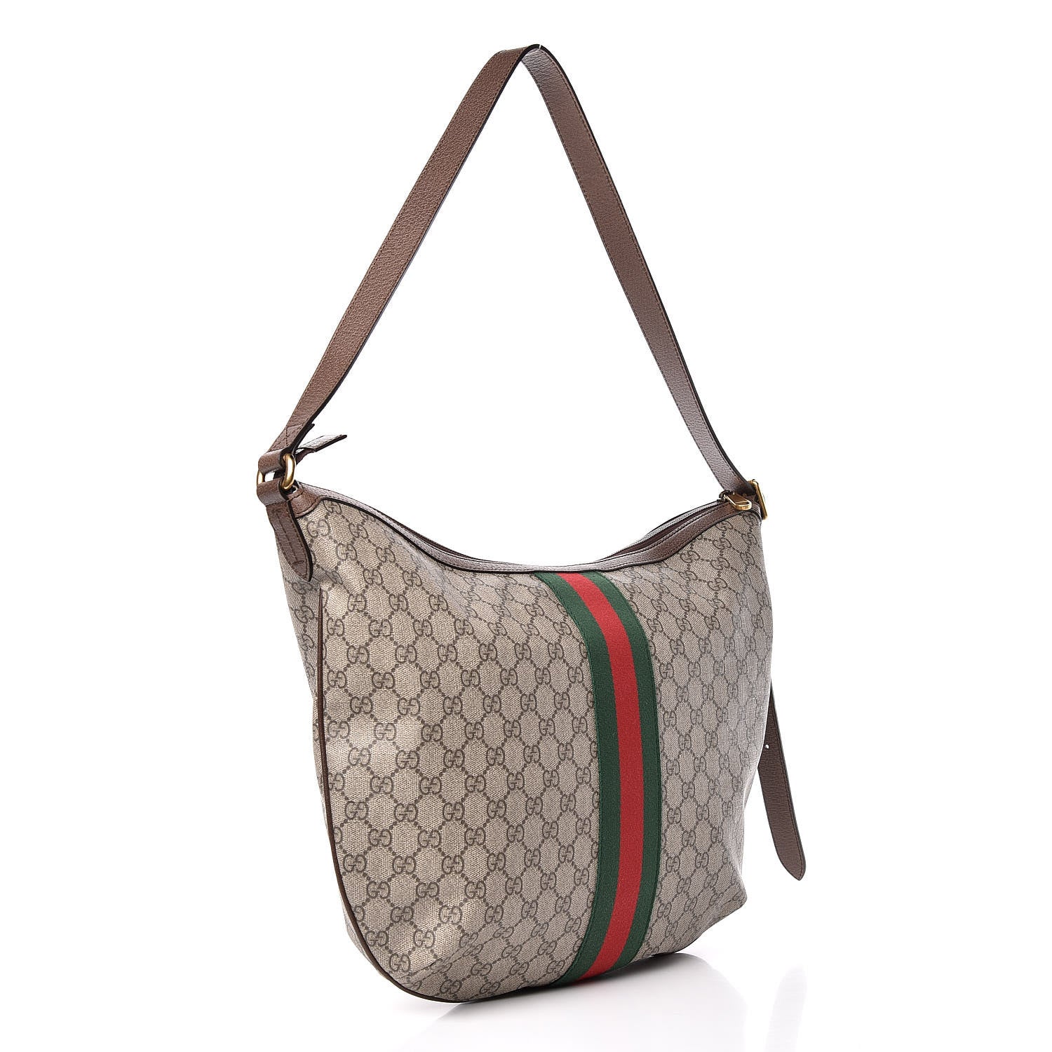Gucci GG Supreme Monogram Web Ophidia Half Moon Hobo Brown 3 of 10