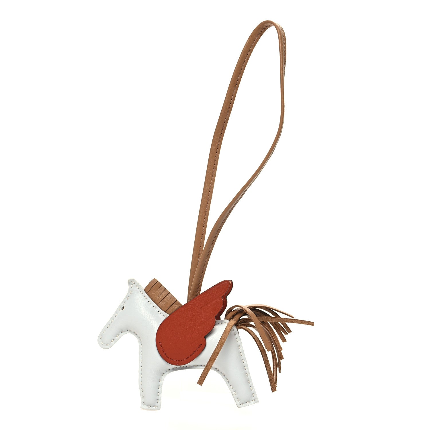 Hermes Milo Lambskin Grigri Rodeo Pegase Horse Bag Charm PM Bleu Brume Chai Cornaline 1 of 5