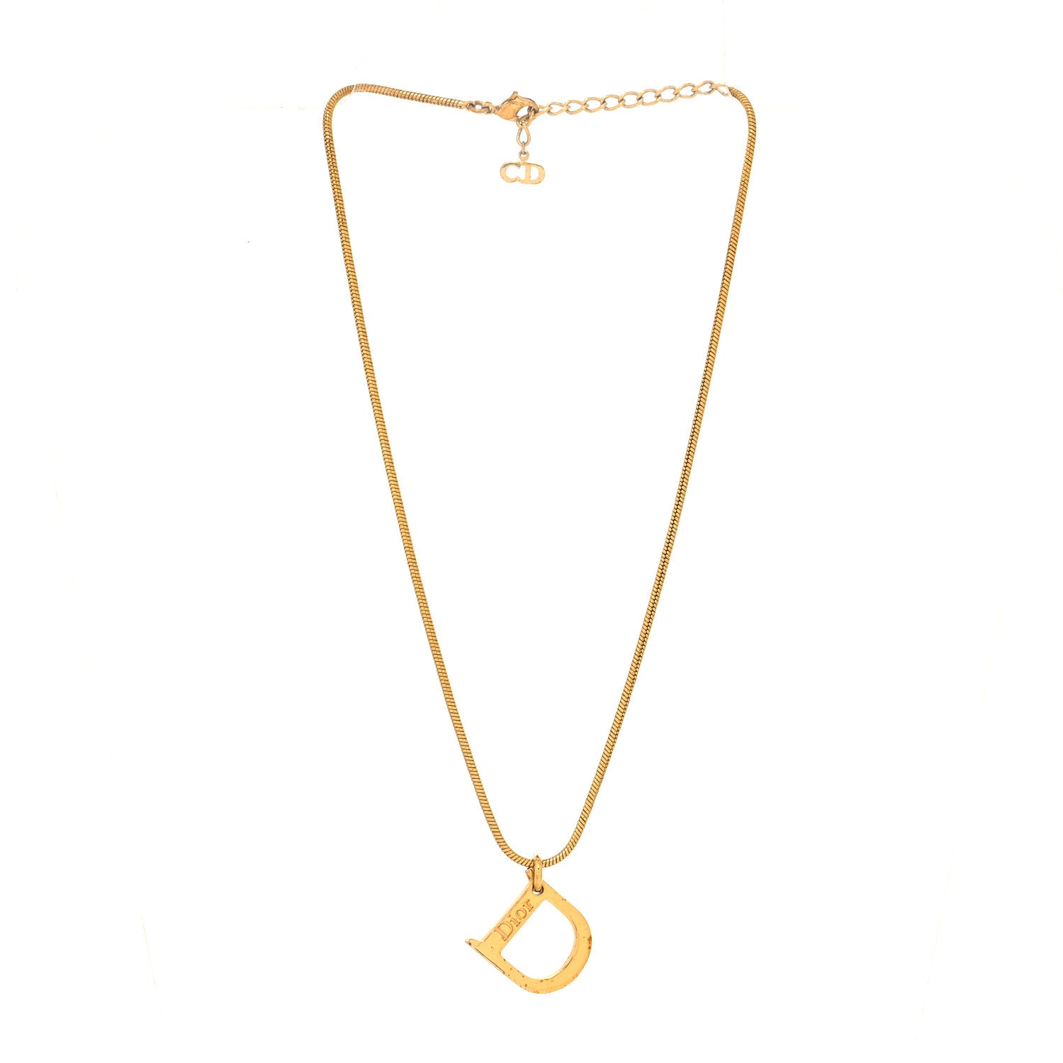 Christian Dior Metal Logo Necklace Gold 3 of 5