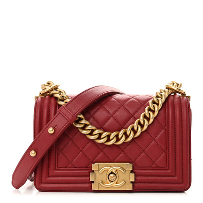 Chanel Lambskin Quilted Small Boy Flap Dark Red 1 of 10
