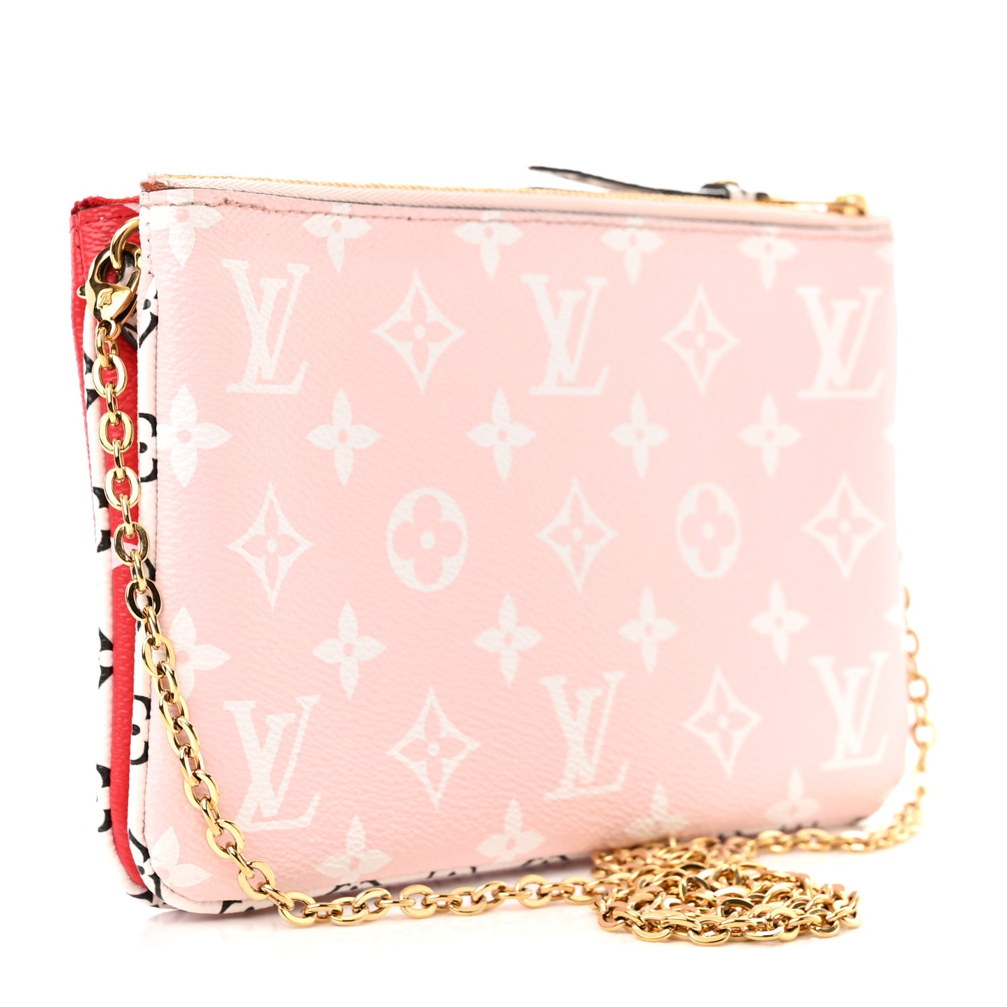 Monogram Giant Double Zip Pochette Rouge