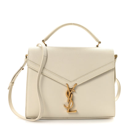 Saint Laurent Grain de Poudre Medium Classic Monogram Cassandra Top Handle Crema Soft Rouge Legion 1 of 9