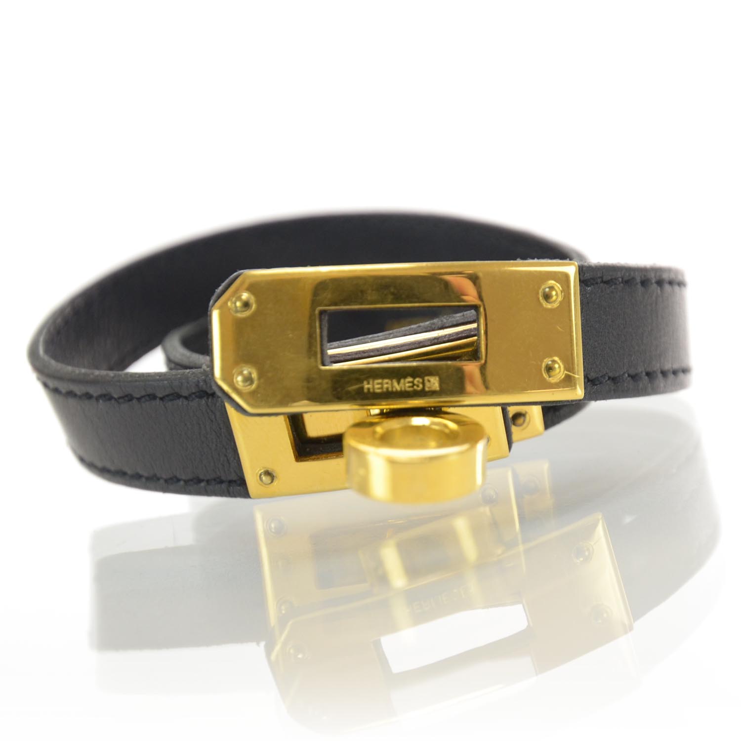 Hermes Box Kelly Double Tour Bracelet Black GHW 3 of 6