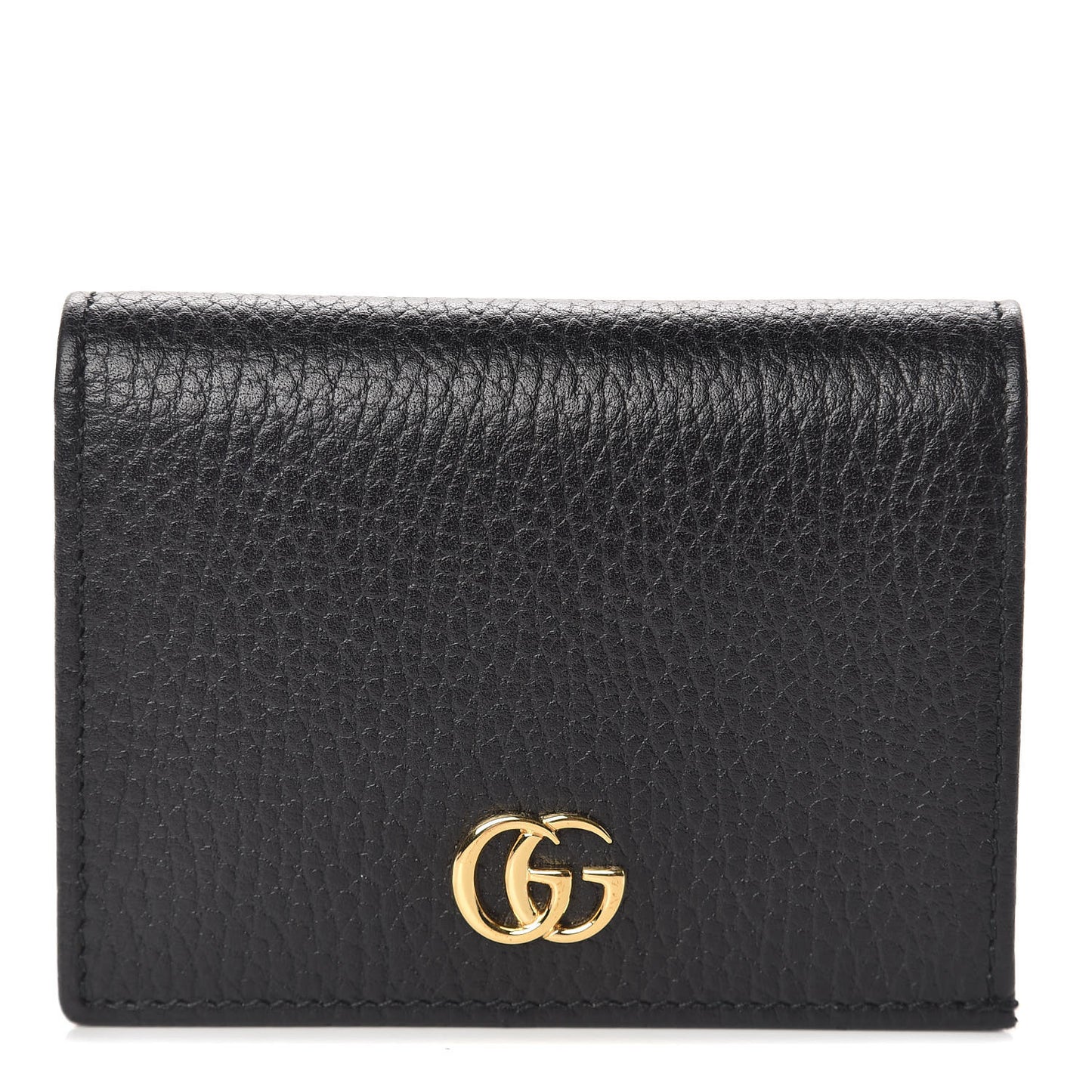 Pebbled Calfskin GG Marmont Card Case Black