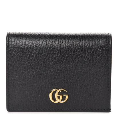 Gucci Pebbled Calfskin GG Marmont Card Case Black 1 of 7