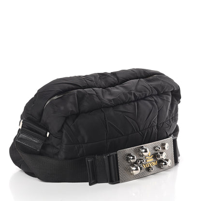 Prada Nylon Tessuto Impuntu Quilted Shoulder Bag Black 2 of 8