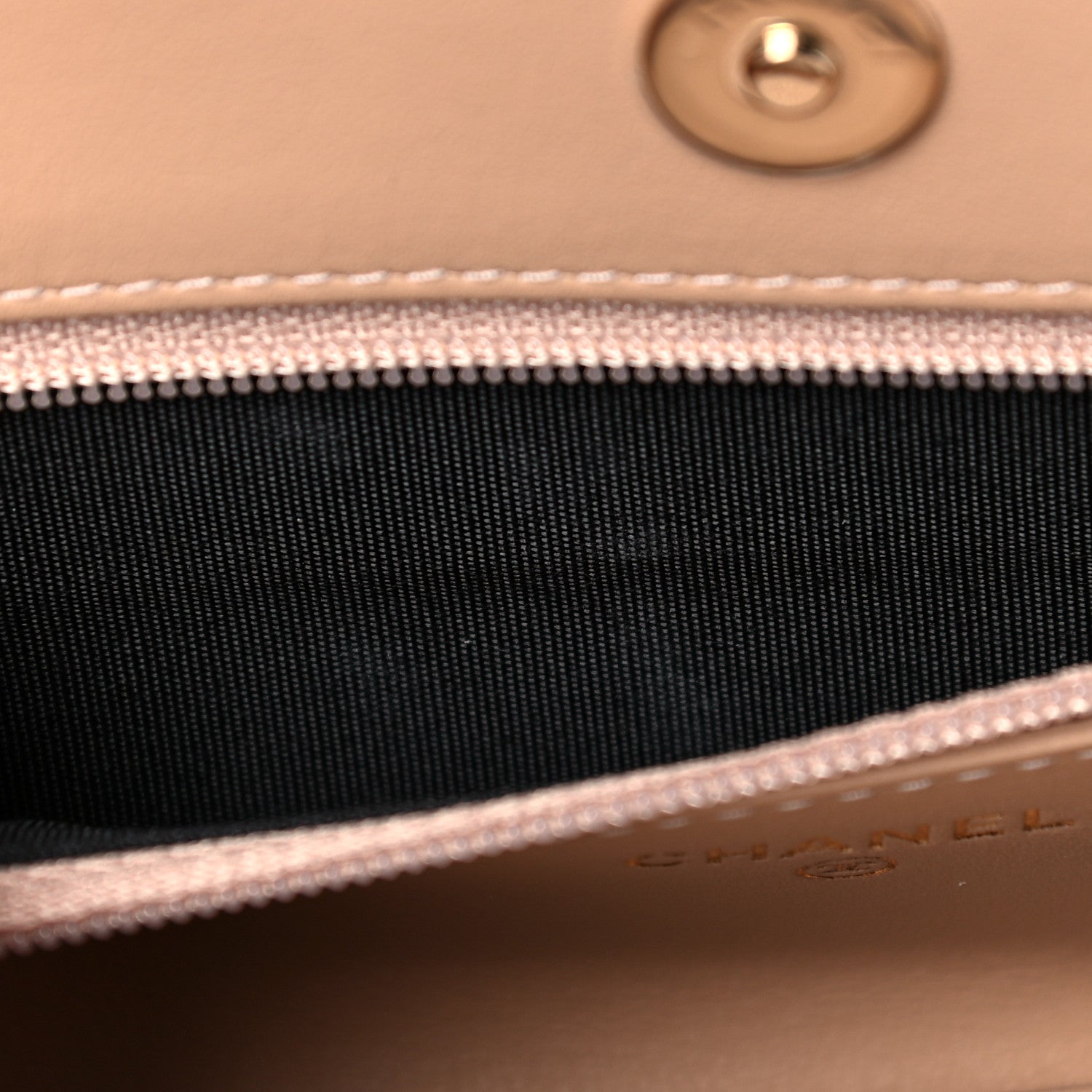 Chanel Caviar Quilted CC Filigree Wallet On Chain WOC Beige Black 11 of 12