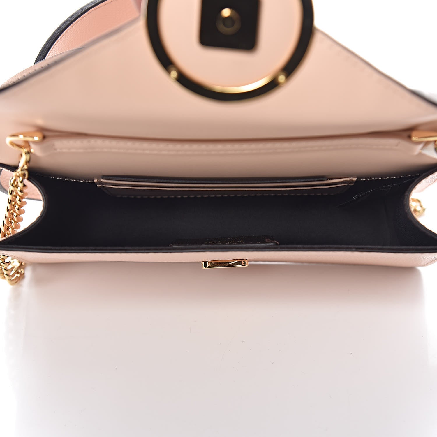 Fendi Vitello Cruise F is Fendi Bi-Color FF 1974 Embossed Envelope Belt Bag Maya Black Light Rose 5 of 11
