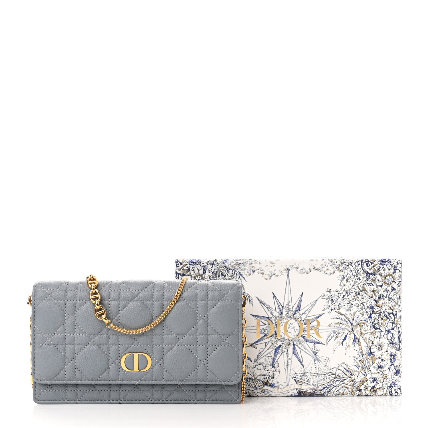 Christian Dior Supple Calfskin Caro Pouch with Chain Cloud Blue 11 of 11