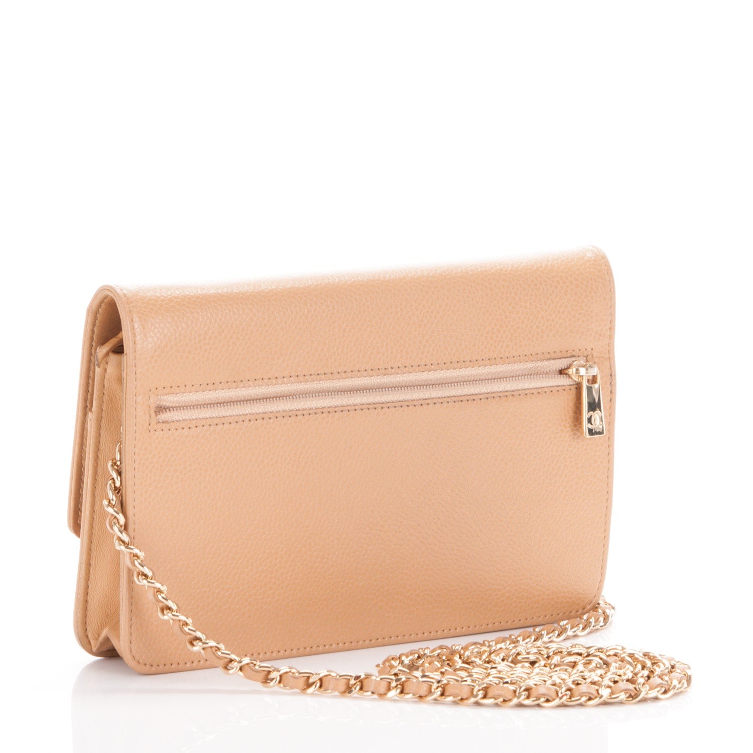 Chanel Caviar Timeless CC Wallet On Chain WOC Beige 3 of 8