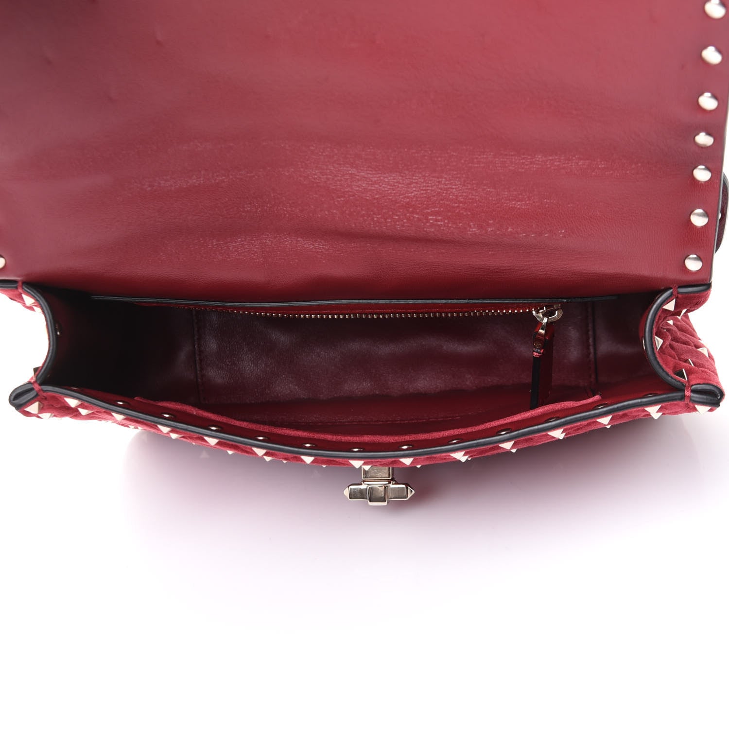 Valentino Garavani Suede Medium Rockstud Spike Shoulder Bag Rubino 5 of 10