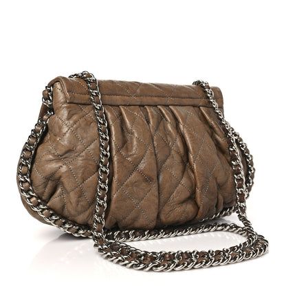 Chanel Crumpled Lambskin Quilted Medium Chain Around Flap Light Khaki 3 of 13