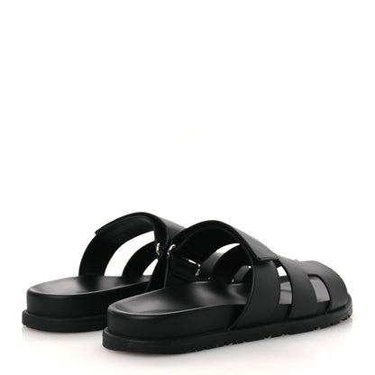 Hermes Calfskin Womens Chypre Sandals 40 Black 5 of 13