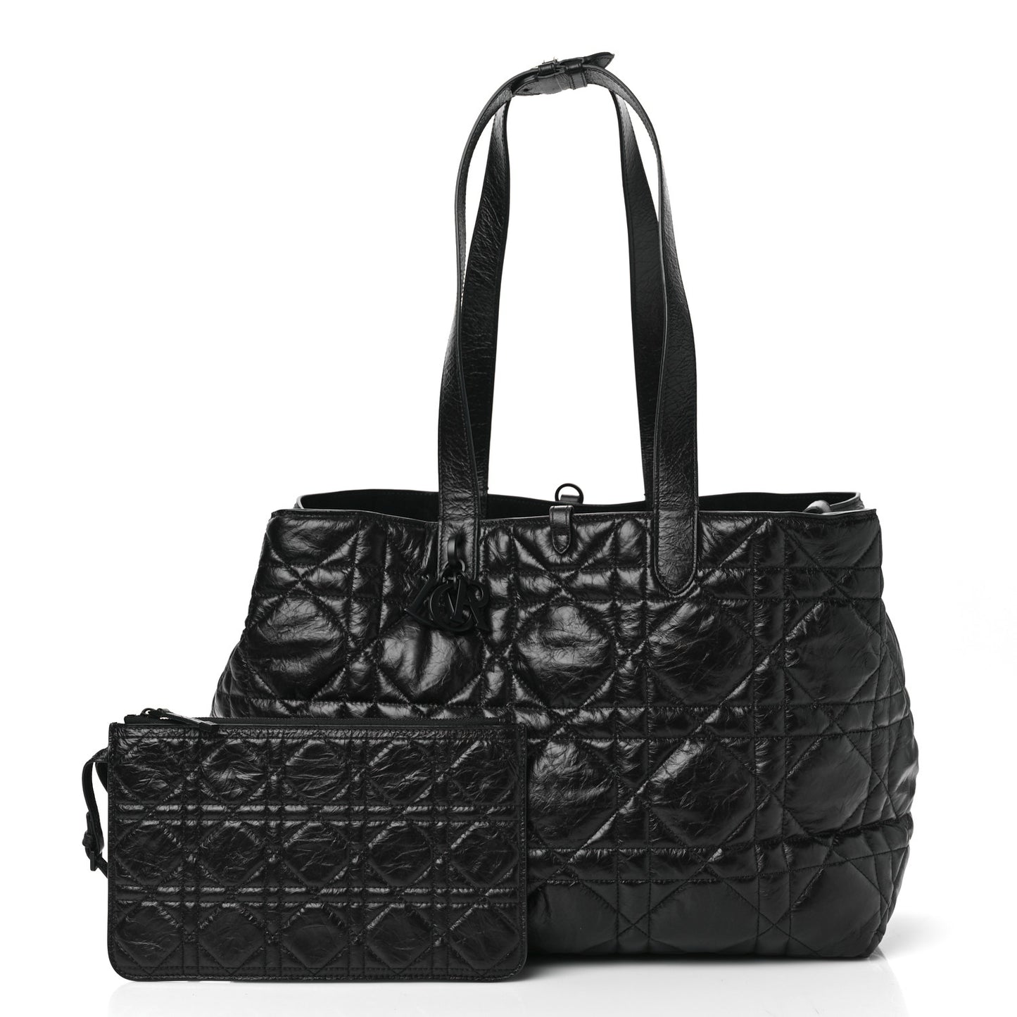 Crinkled Calfskin Macrocannage Large Toujours Black