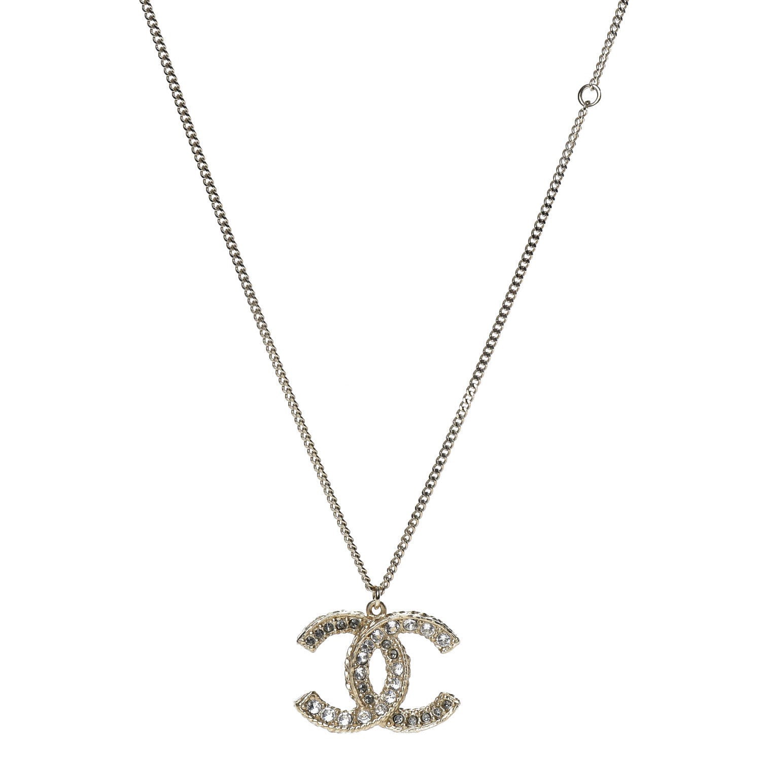 Chanel Crystal Chain CC Pendant Necklace Gold 1 of 5