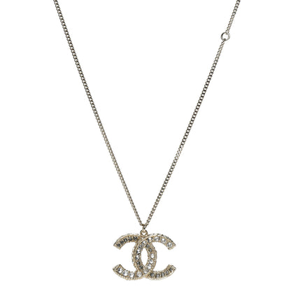 Chanel Crystal Chain CC Pendant Necklace Gold 1 of 5