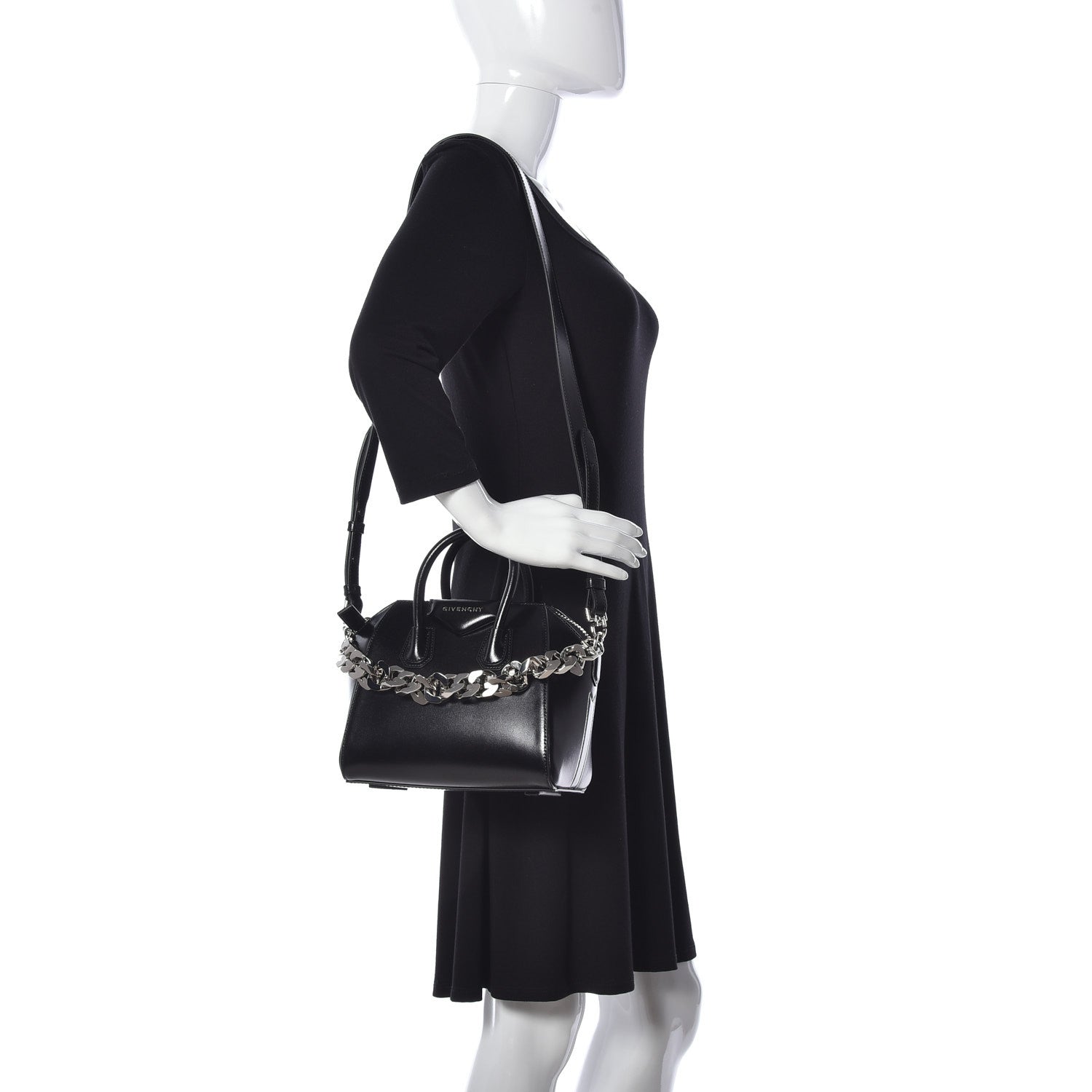 Givenchy Shiny Lord Calfskin Mini Antigona With Chain Black 2 of 12