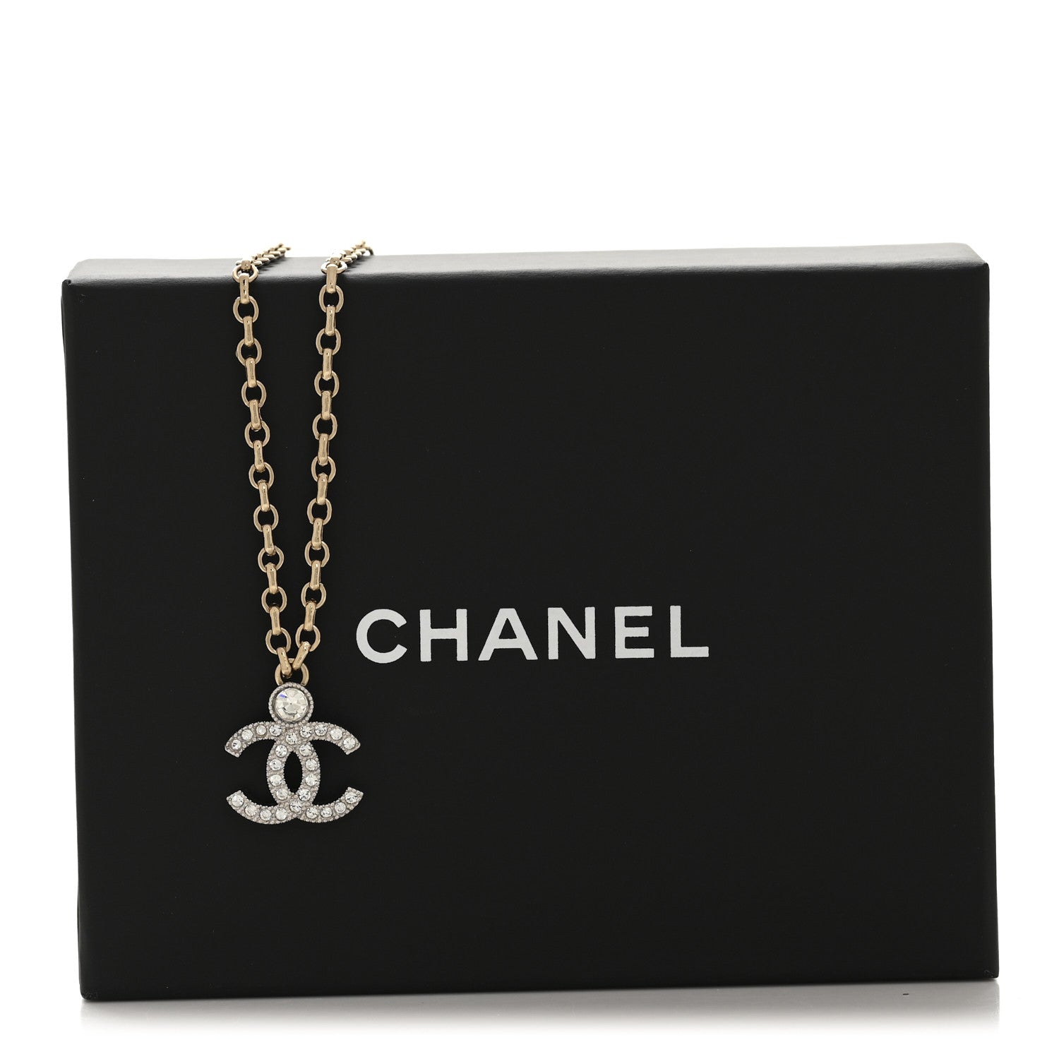 Chanel Crystal CC Necklace Gold Silver 6 of 6