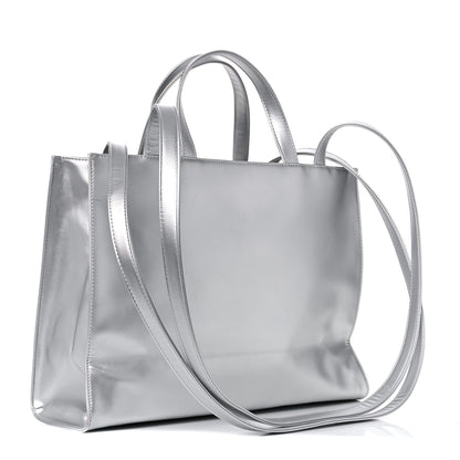 Telfar Metallic Vegan Leather Medium Shopping Bag Silver 3 of 13