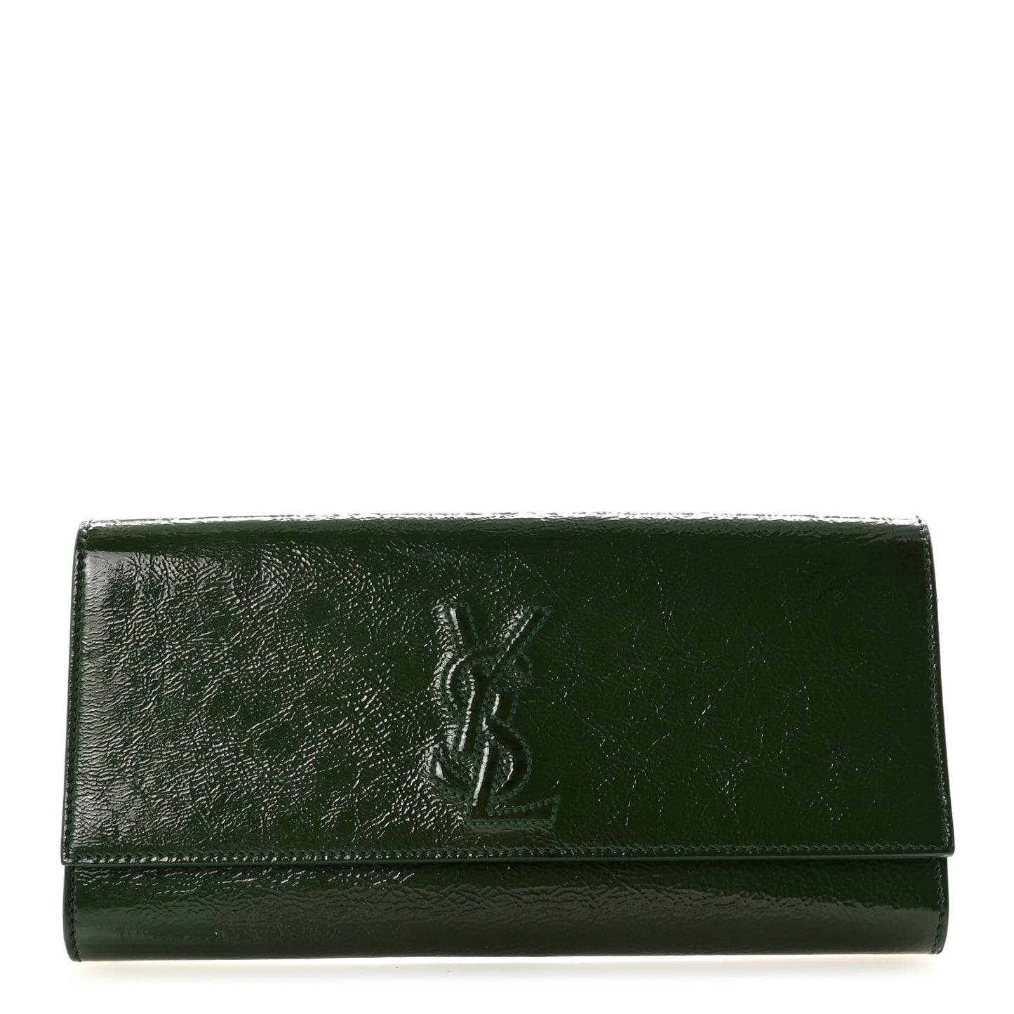 Distressed Patent Small Belle De Jour Clutch Tartan Green