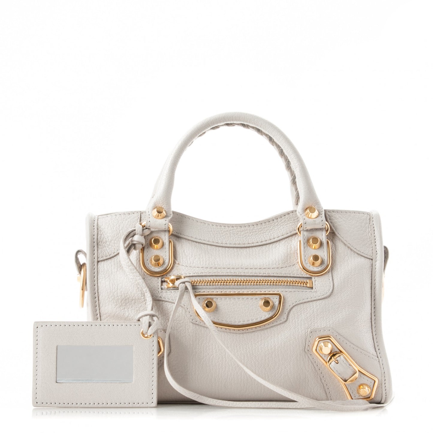 Chevre Gold Metallic Edge Hardware Mini City Gris Clair Gris Perle