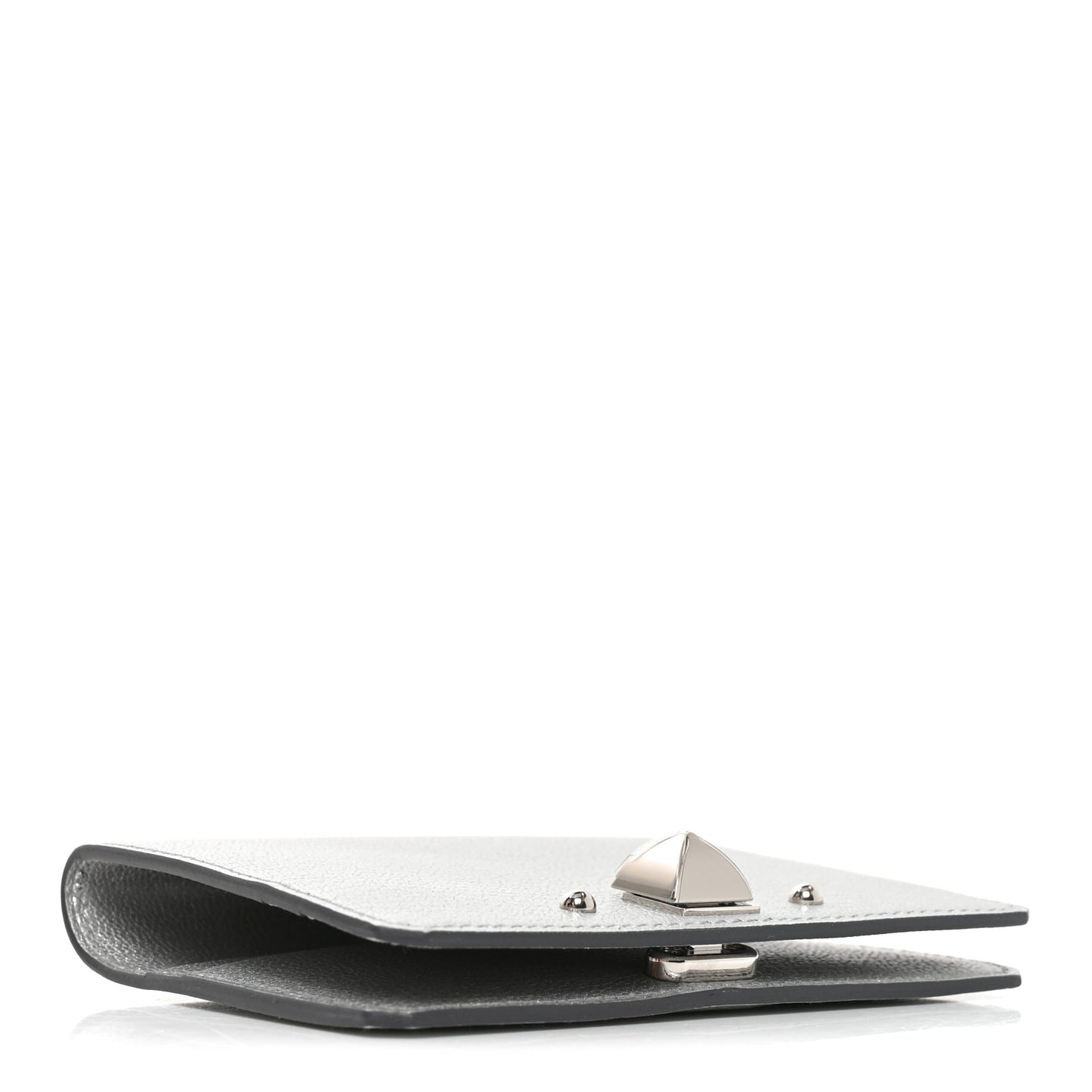 Metallic Chevre Chamkilight Medor Card Holder Argent