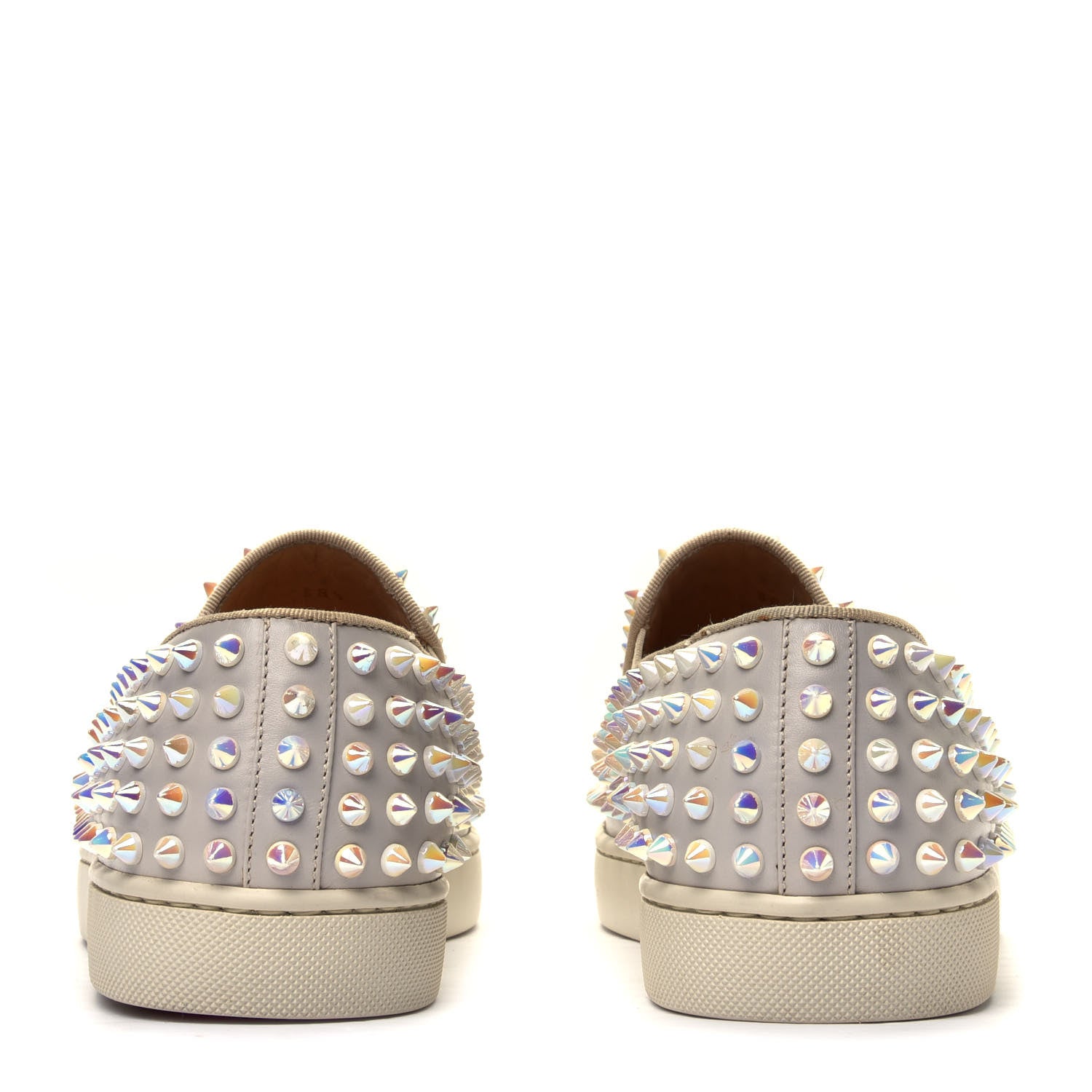 Christian Louboutin Calfskin Spikes Womens Roller Boat Flat 38.5 White Ivory 5 of 10