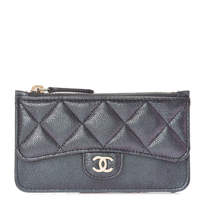 Chanel Iridescent Caviar Quilted Flap Zip Card Holder Black 1 of 9