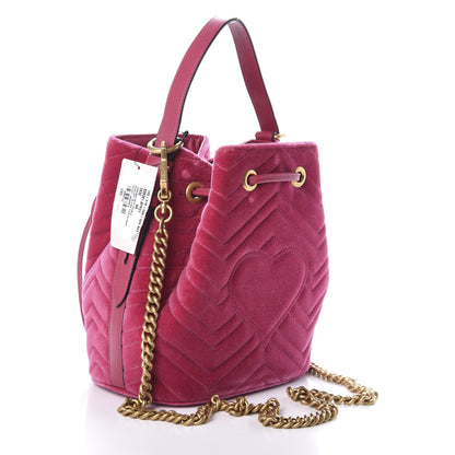 Gucci Velvet Matelasse GG Marmont Bucket Bag Light Raspberry Rose 3 of 9
