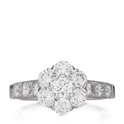 Van Cleef & Arpels 18K White Gold Diamond Large Fleurette Ring 49 4.75 1 of 7