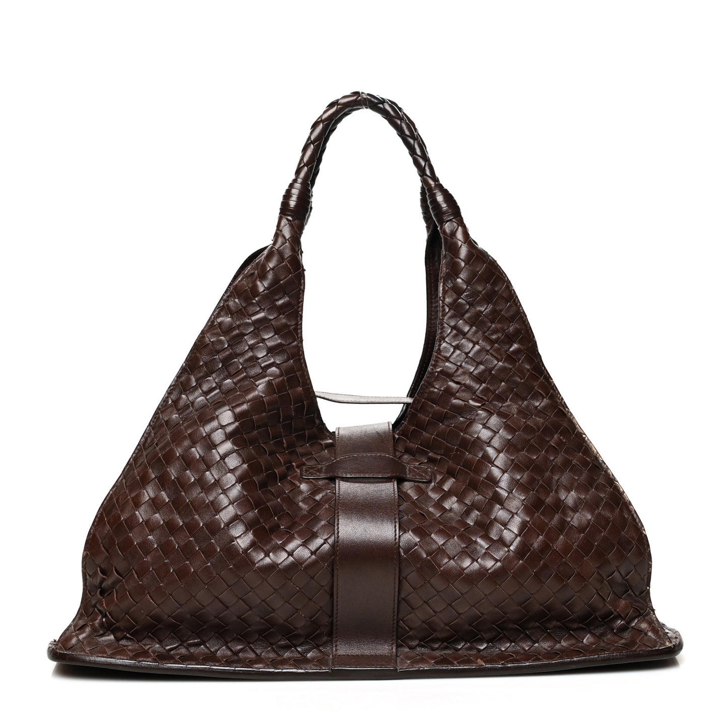 Nappa Intrecciato Shoulder Bag Ebano